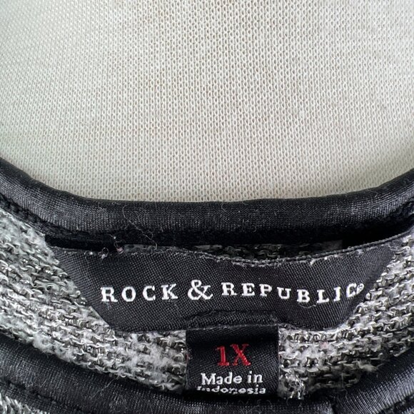 Rock & Republic Womens 1X Gray Top Sleeveless Black Embellished Cross Rayon Poly - Picture 7 of 8